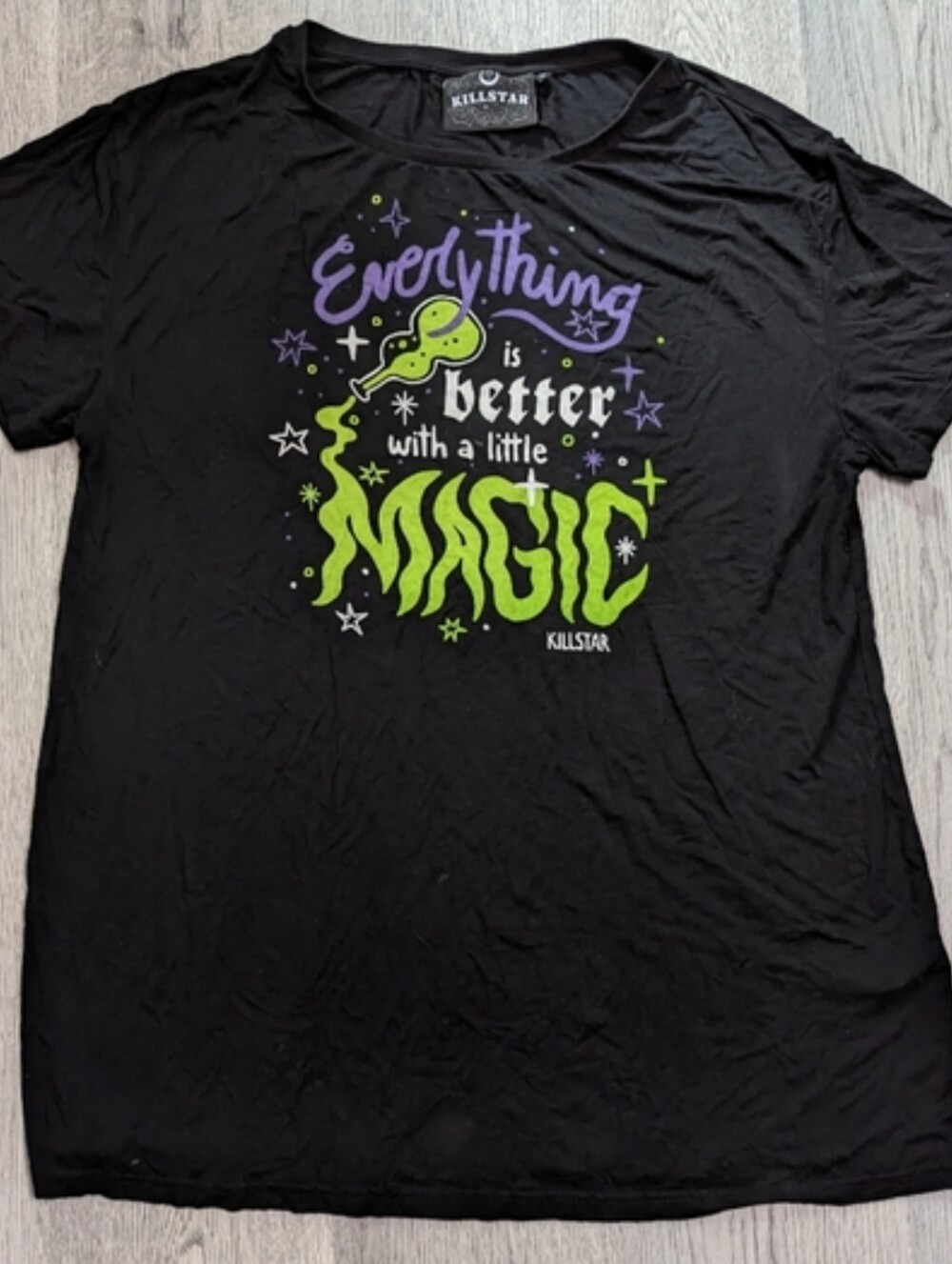 Killstar Witchy Magic Graphic T-Shirt Dress Black Green Small